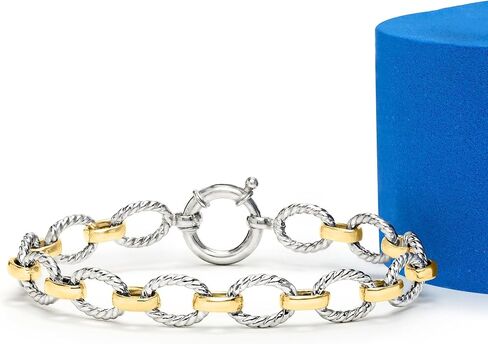 Ross-Simons Two-Tone Sterling Silver Oval-Link Bracelet in Saudi Arabia