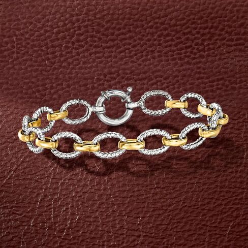 Ross-Simons Two-Tone Sterling Silver Oval-Link Bracelet in Saudi Arabia