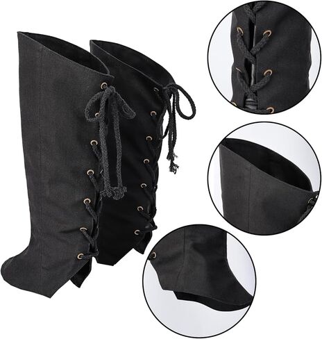 Medieval Pirate Boots Cover Linen Leg Gaiters Renaissance Costume Accessories for Ren Faire in Kuwait