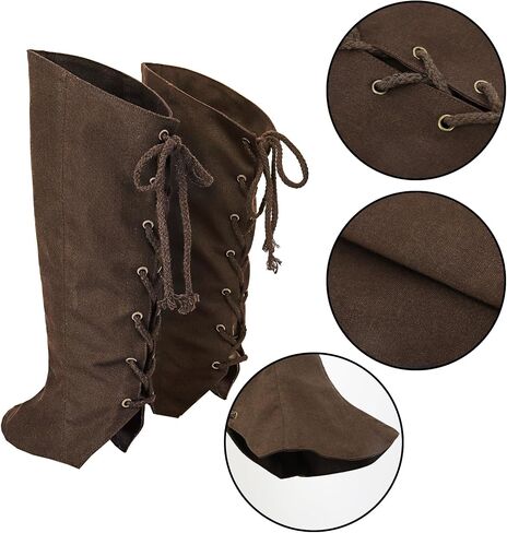 Medieval Pirate Boots Cover Linen Leg Gaiters Renaissance Costume Accessories for Ren Faire in Saudi Arabia
