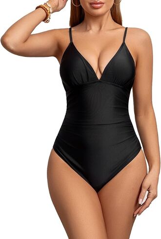 One Piece Swimsuit Women Tummy Control Color Block Swimwear Wide Straps Slimming Bathing Suit in Saudi Arabia
