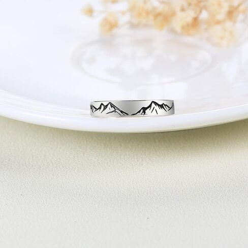 YFN Mountain Rings Sterling Silver Mountain Rings Nature Jewelry Gift For Skiers, Hikers, Campers, Climbers And Nature Lovers in Saudi Arabia