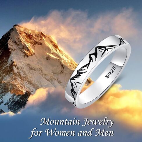 YFN Mountain Rings Sterling Silver Mountain Rings Nature Jewelry Gift For Skiers, Hikers, Campers, Climbers And Nature Lovers in Saudi Arabia