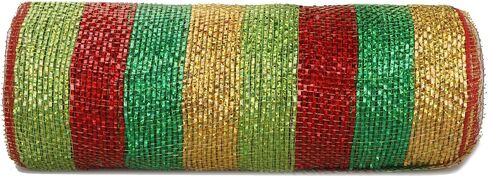 YYCRAFT 10 Yards 10 Inch Poly Mesh Ribbon Rolls Deluxe Wide Foil,Red/Lime in Kuwait