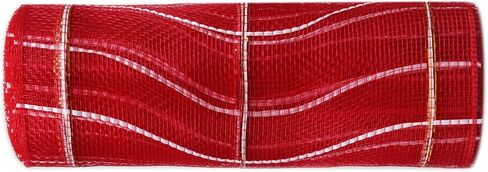 YYCRAFT 10 Yards 10 Inch Poly Mesh Ribbon Rolls Deluxe Wide Foil,Red/Lime in Kuwait