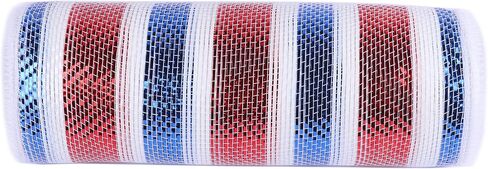 YYCRAFT 10 Yards 10 Inch Poly Mesh Ribbon Rolls Deluxe Wide Foil,Red/Lime in Kuwait