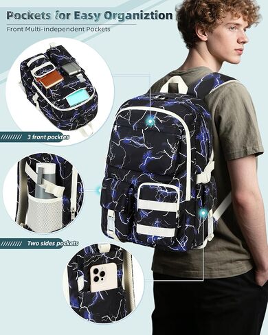 Hidds Laptop Backpacks for Teens Boys Mens Lightning School Bag College Backpack Travel Casual Daypack Bookbags Students in Kuwait