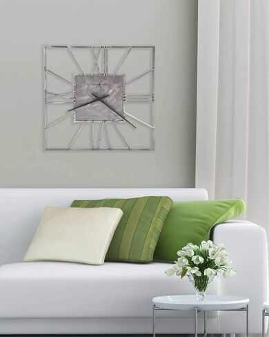 Howard Miller Lorain Wall Clock - ساعة مربعة كبيرة الحجم مع آلية الكوارتز ، تصميم المعادن الصناعية ، ساعة الحائط التناظرية المزخرفة التي تعمل بالبطارية للمنزل أو المكتب أو المطبخ أو غرفة النوم in Saudi Arabia