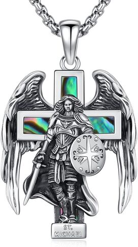 Saint Sebastian Necklace 925 Sterling Silver Patron Saint of Athlete Pendant,St Sebastian Statue Amulet Jewelry for Men with 22 in Chain in Kuwait