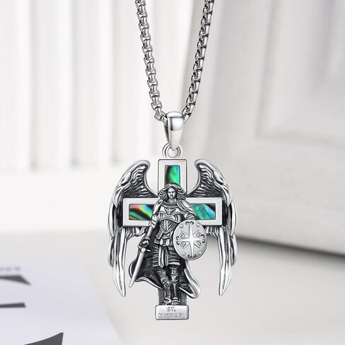 Saint Sebastian Necklace 925 Sterling Silver Patron Saint of Athlete Pendant,St Sebastian Statue Amulet Jewelry for Men with 22 in Chain in Kuwait