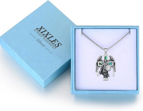 Saint Sebastian Necklace 925 Sterling Silver Patron Saint of Athlete Pendant,St Sebastian Statue Amulet Jewelry for Men with 22 in Chain in Kuwait