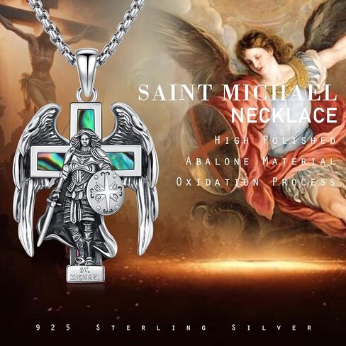 Saint Sebastian Necklace 925 Sterling Silver Patron Saint of Athlete Pendant,St Sebastian Statue Amulet Jewelry for Men with 22 in Chain in Kuwait