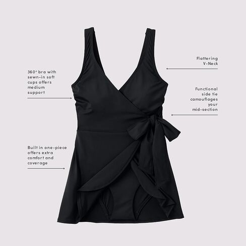 Lands 'End Side Women's Tie Mini Swim Dress Wit Swimsuit in Saudi Arabia
