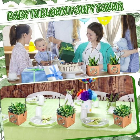 aliceset 100 pcs دع الحب ينمو غلافًا عصاريًا غبيًا ، حقيبة غلاف هدية عصارية مع مقبض بلاستيكي كرافت الورق ، مربع هدايا سلة طفل حفل زفاف ، لا تشمل وعاء النبات ， 2.2 × 2.1 × 2.1 بوصة in Kuwait