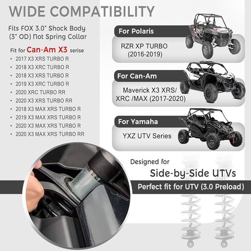 3.0 "الربيع التحميل المسبق مفتاح الربط الملائم لـ Can-AM X3 و Polaris RZR و Yamaha YXZ UTVS مع جسم الصدمة 3.0" (لجسم الصدمات 3 بوصة الثعلب) in Saudi Arabia