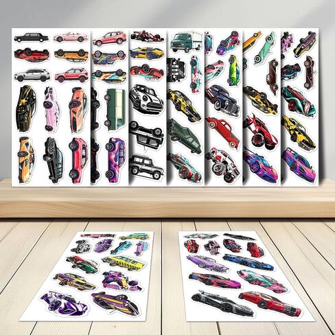 108PCS Super Car Stickers, Waterproof Racing Sports Car Vinyl Decals, Cool Vehicle Sticker Pack for Kids, Teens, Adults, Laptop, Skateboard, Helmet, Phone, Water Bottle, Party in Kuwait