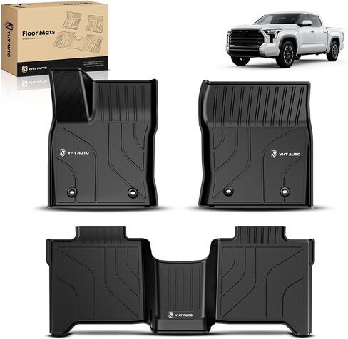 YHTAUTO Fit 2025 2024 2023 2022 Toyota Tundra Floor Mats | Only Fit CrewMax | TPE All Weather Floor Liner, 1st 2nd Row Car Mats in Saudi Arabia