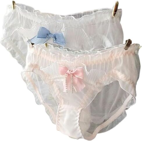 Women’s Underwear Cotton Panties Lace Ruffled Cute Lolita Kawaii Japanese Underwear 2 Pack Plus Size in Kuwait