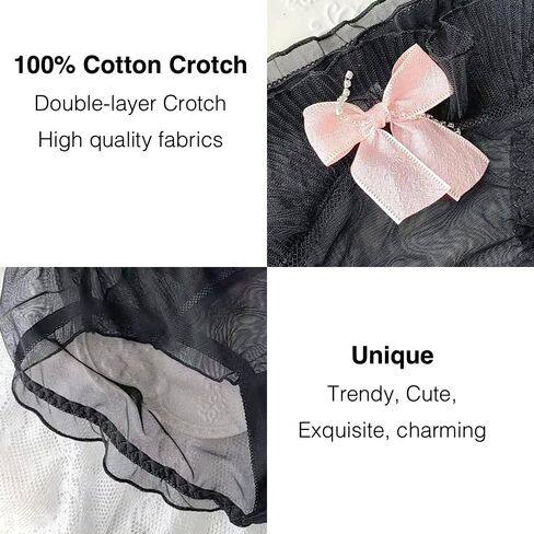 Women’s Underwear Cotton Panties Lace Ruffled Cute Lolita Kawaii Japanese Underwear 2 Pack Plus Size in Kuwait
