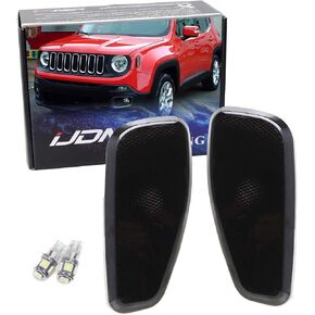 Ijdmtoy Lens Smoked Lens LED LED LED Mornd Marker Kit متوافق مع Jeep 2015-Up-Up Renegade ، استبدل مصابيح Amber Amber Sidemarker in Kuwait