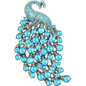 Vintage Large Peacock Animal Brooch Lapel Pin Dainty Rhinestone Brooch Bird Costume Jewelry Accessories for Scarf Corsage in Saudi Arabia