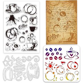 Globleland Coffee Cup Clear Clear Clear Clear Metal Lably Porticle Cuttor Die Cuts Words Pet Paint Craft Stencils for Card in Saudi Arabia
