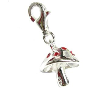 Sterling Silver Mushroom Flower Fairy Tale Dangle CHARM Pendant for European Style Clip on Charm Bracelet Necklace Gift f/Family Wife Friend in Saudi Arabia