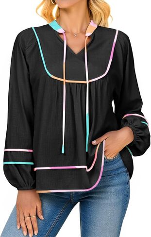 جرس Cicy Womens Long Sleeve Peplum Tops Flowy Babydoll Blouses لطيف فضفاضة in Kuwait