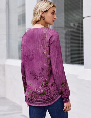 Zeagoo Long Sleeve Womens Tops V Neck Tunic Blouses Pleated Casual Shirts Fall Dressy Casual Loose Work Clothes 2025 in Kuwait