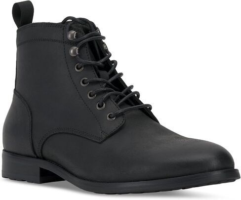 Vince Camuto Mens Black Pull Tab Cushioned Lannie Round Toe Block Heel Lace-Up Leather Boots Shoes 12 M in Saudi Arabia