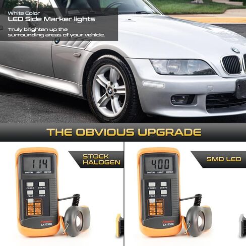 VIPMOTOZ Full LED Front White Side Marker Lights Compatible With 1996-2002 BMW Z3 M Roadster Chrome Lens Clear Lens Pair Set in Kuwait