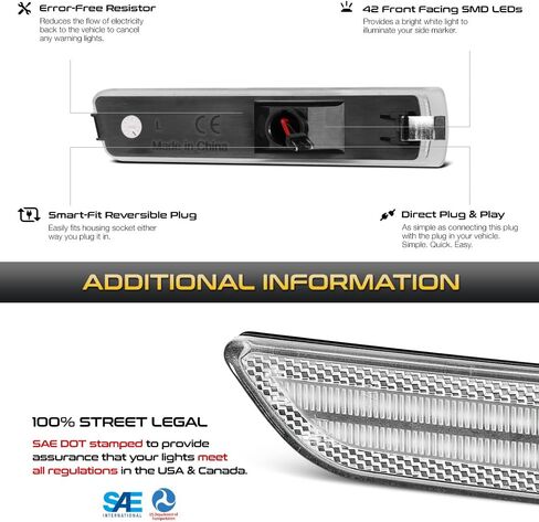 VIPMOTOZ Full LED Front White Side Marker Lights Compatible With 1996-2002 BMW Z3 M Roadster Chrome Lens Clear Lens Pair Set in Kuwait