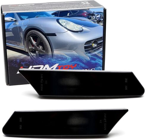 Ijdmtoy Euro Dark Dark Smoked Lens More Pront Marker Marker Lights ، متوافقة مع Porsche 2006-2012 Cayman/Boxster ، 2005-2012 911 in Kuwait