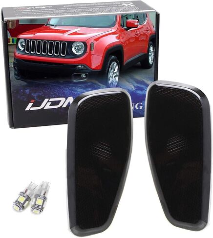 Ijdmtoy Lens Smoked Lens LED LED LED Mornd Marker Kit متوافق مع Jeep 2015-Up-Up Renegade ، استبدل مصابيح Amber Amber Sidemarker in Kuwait