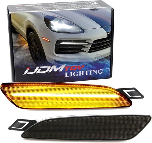 iJDMTOY Euro Smoked Lens Amber Full LED Bumper Side Marker Light Kit Compatible With 2015-2018 Porsche Cayenne, Powered by 40-SMD LED, Replace OEM Front Sidemarker Lamps in Saudi Arabia