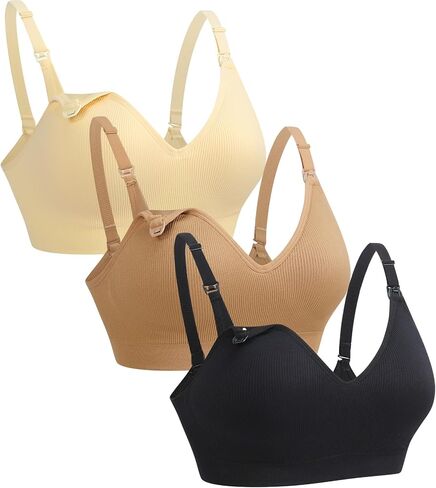 Supportive Nursing Bra for Maternity Breastfeeding Seamless Bralette with Built in Padded for Pregnancy Women in Kuwait