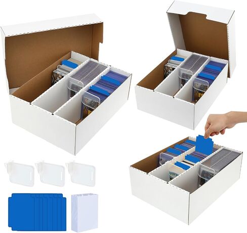 Sports Card Boxes 2400 Count Cardboard Cards Storage Box White with 8 Dividers and 50 Counts Sleeves,Storage Box for TCG/Magic/Mtg storage and Collection in Saudi Arabia