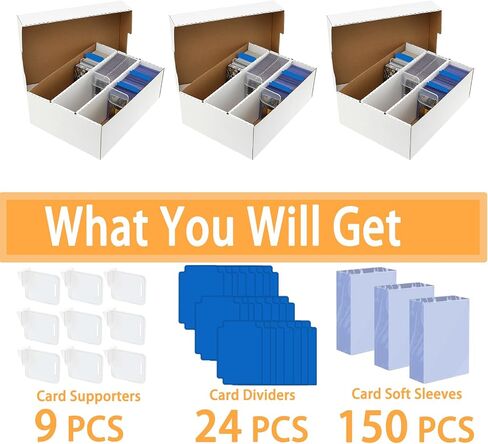 Sports Card Boxes 2400 Count Cardboard Cards Storage Box White with 8 Dividers and 50 Counts Sleeves,Storage Box for TCG/Magic/Mtg storage and Collection in Saudi Arabia