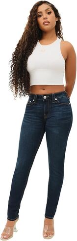 الدين الحقيقي للنساء هالي منتصف الارتفاع سوبر Super Super Lit Jeans Denim Single Edele Stitching in Saudi Arabia
