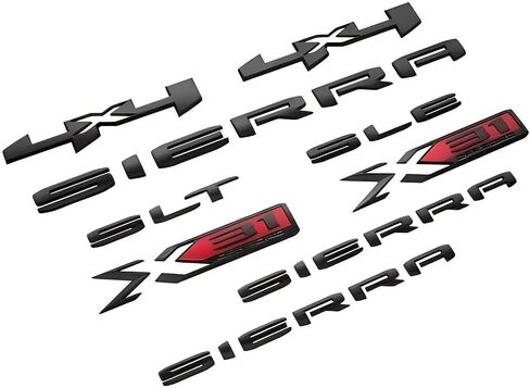 8pcs Sierra Elevation Blackout Emblems Kit 3D Badge Padge Nameplate Letting ملصق ملصق متوافق مع 2019-2026 Sierra 85160690 86532071 (Matte Black) in Kuwait