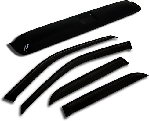 TuningPros WSVT2-710 فتحة سقف السقف من النوع 2 و Outse Mount Window Visor Deflector Rain Guard Dark Smoke 5-PC Set in Saudi Arabia