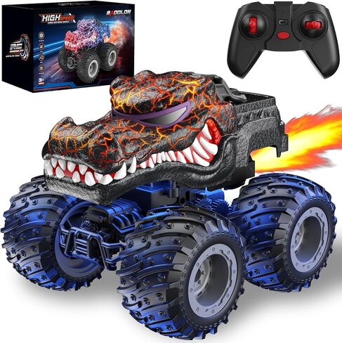 BAODLON Remote Control Monster Car, 2.4GHz RC Bull Monster Truck Toys for 3 4 5 6 7 8 Years Old Boys Kid, All Terrain RC Truck Off Road with Spray, Light, Rechargeable Battery, Christmas Birthday Gift in Kuwait