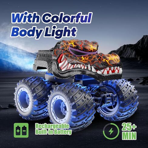 BAODLON Remote Control Monster Car, 2.4GHz RC Bull Monster Truck Toys for 3 4 5 6 7 8 Years Old Boys Kid, All Terrain RC Truck Off Road with Spray, Light, Rechargeable Battery, Christmas Birthday Gift in Kuwait