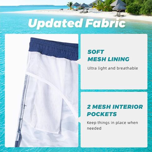 Surf Cuz Mens Swim Trunks 7 "جذوع السباحة مع شبكات شبكية سروال سروال جاف جاف للرجال للسبعين البساط بدلات الجيوب in Kuwait