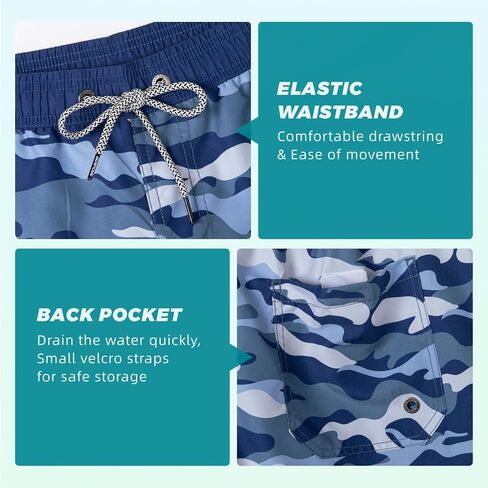 Surf Cuz Mens Swim Trunks 7 "جذوع السباحة مع شبكات شبكية سروال سروال جاف جاف للرجال للسبعين البساط بدلات الجيوب in Kuwait