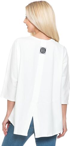 3/4 Sleeve Knit Tunic Top Loose Fit Designer Brand Unique Pattern Design (Black L/X), Large-X-Large in Saudi Arabia