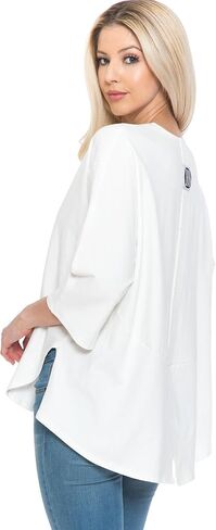 3/4 Sleeve Knit Tunic Top Loose Fit Designer Brand Unique Pattern Design (Black L/X), Large-X-Large in Saudi Arabia
