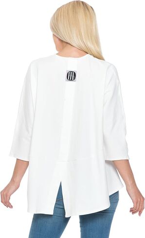 3/4 Sleeve Knit Tunic Top Loose Fit Designer Brand Unique Pattern Design (Black L/X), Large-X-Large in Saudi Arabia