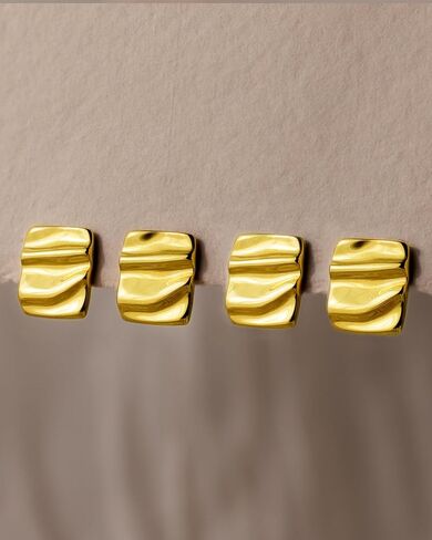 أقراط ذهبية مكتنزة للنساء العصرية 14 كيلو الذهب مطلي ببيان مسمار أقراط Hypoallergenic خفيفة الوزن مربع خمر موجة هدايا المجوهر in Kuwait