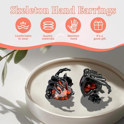 القوطية الجمجمة الهيكل العظمي أقراط للرجال ، وأقراط هيكلية يدوية ، مجوهرات جمجمة للنساء in Kuwait